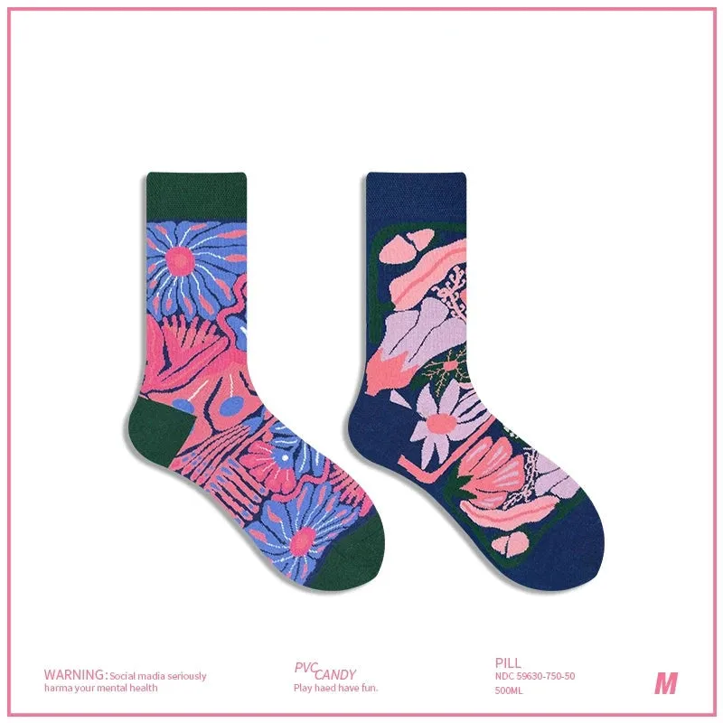 AB Asymmetrical Cartoon Socks