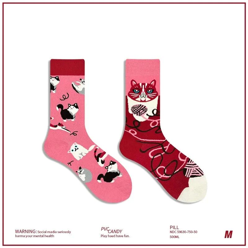 AB Asymmetrical Cartoon Socks