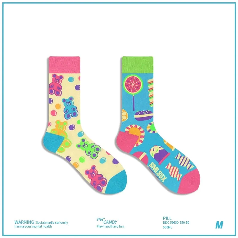 AB Asymmetrical Cartoon Socks