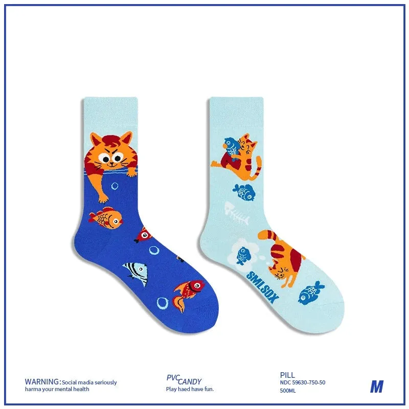 AB Asymmetrical Cartoon Socks