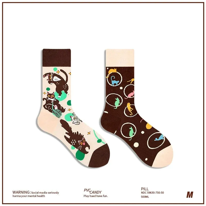 AB Asymmetrical Cartoon Socks