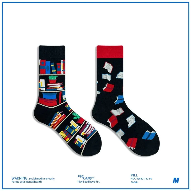 AB Asymmetrical Cartoon Socks