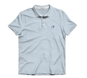 Airy Blue & Cape Blue Laurel Stripe Performance Polo