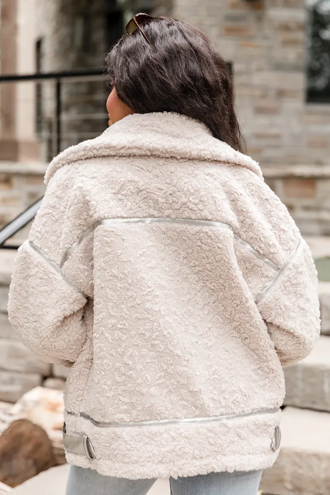 All Your Reasons Beige Sherpa Moto Jacket FINAL SALE