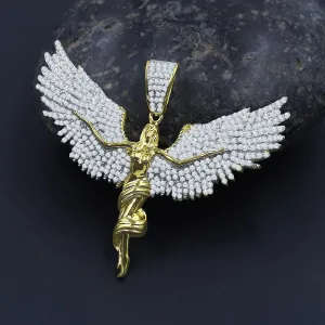 Angel Flit CZ Pendant - Delicate Brass Ornament for Women