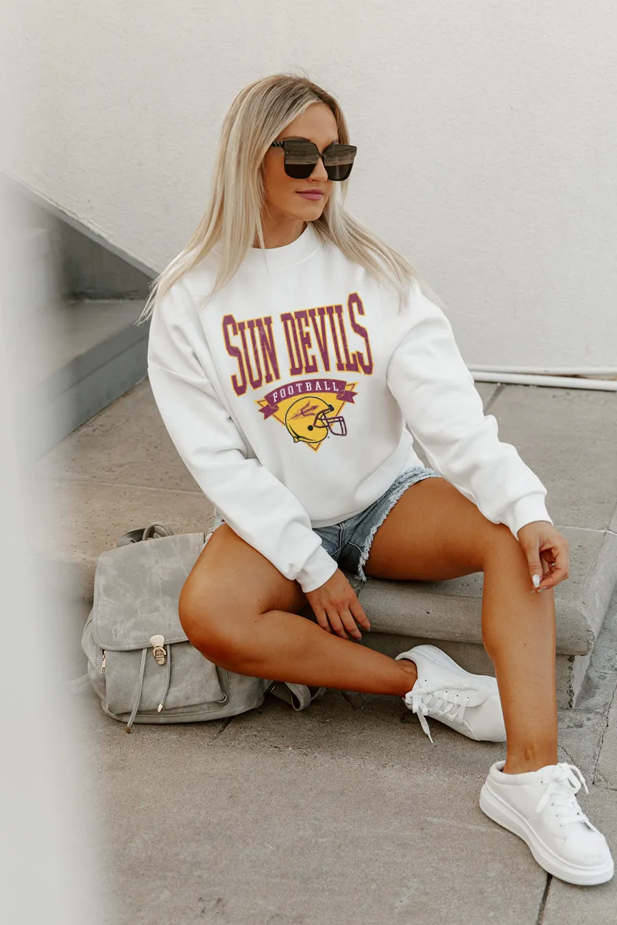 ARIZONA STATE SUN DEVILS SLOW MOTION PREMIUM FLEECE DROP SHOULDER CREWNECK PULLOVER