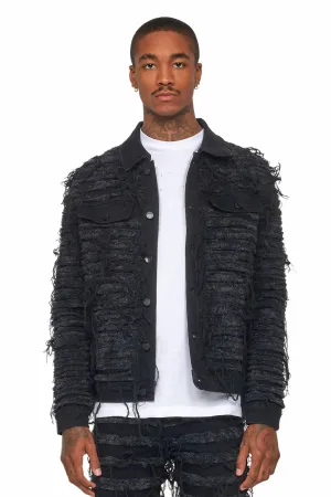 Ayan Black Distressed Denim Jacket