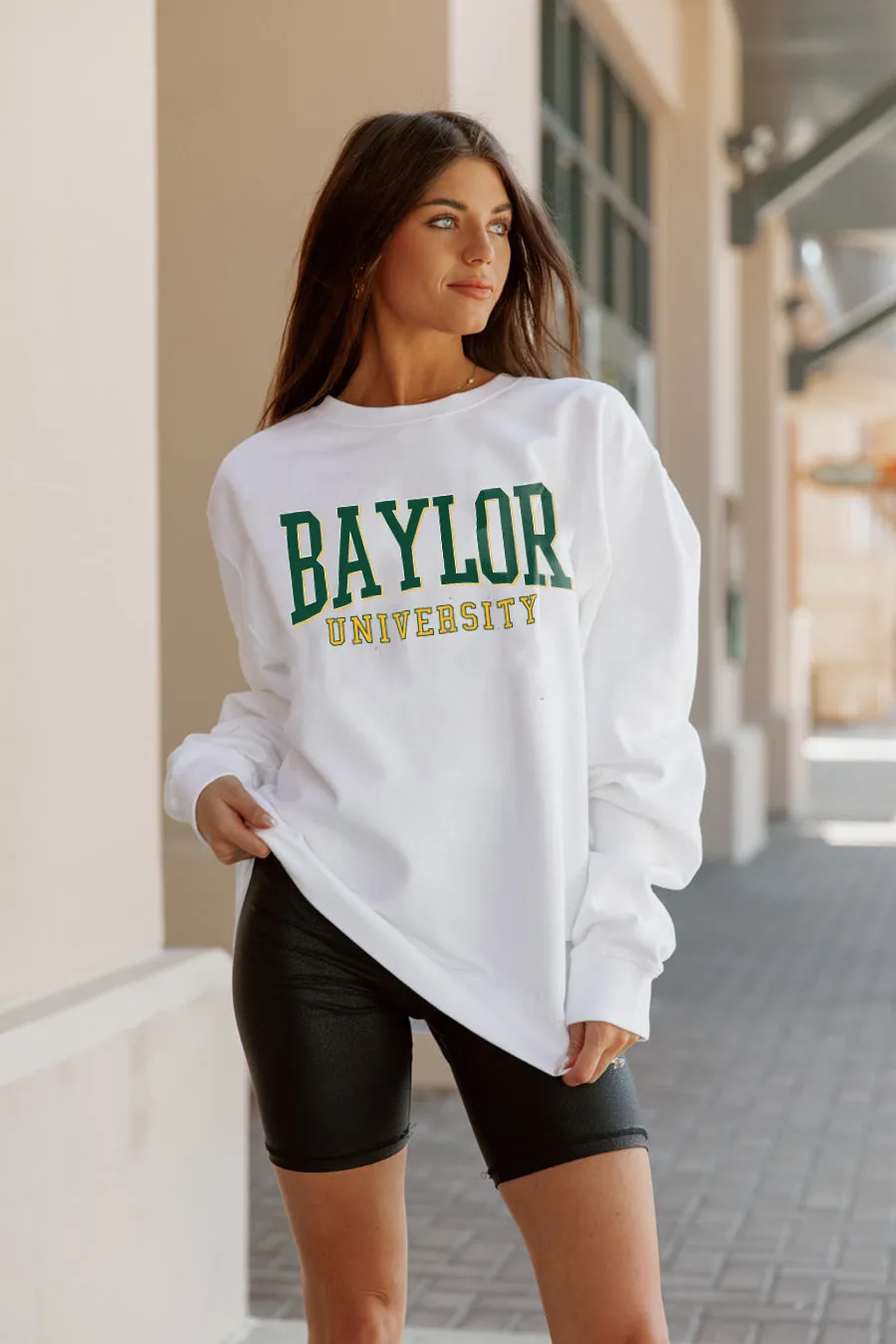 BAYLOR BEARS WORK FOR IT CREW DROP SHOULDER PULLOVER BY MADI PREWETT TROUTT