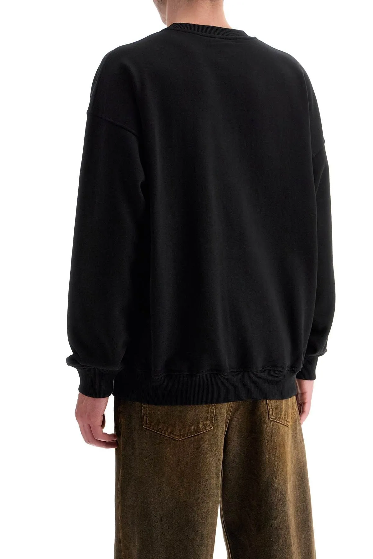 BLACK COTTON SWEATSHIRT WITH EMBROIDERED S-MART-BIGOVAL LOGO