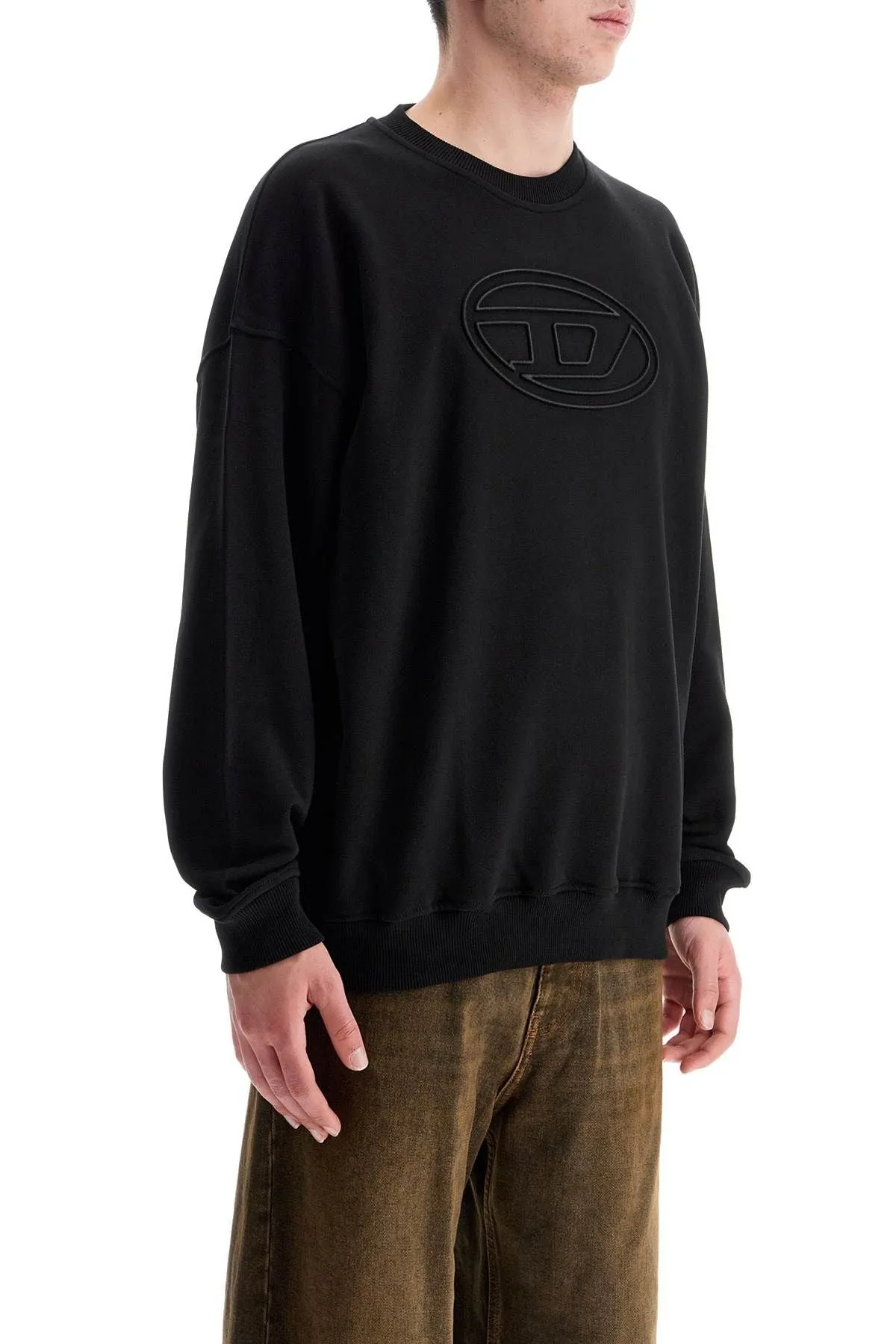 BLACK COTTON SWEATSHIRT WITH EMBROIDERED S-MART-BIGOVAL LOGO