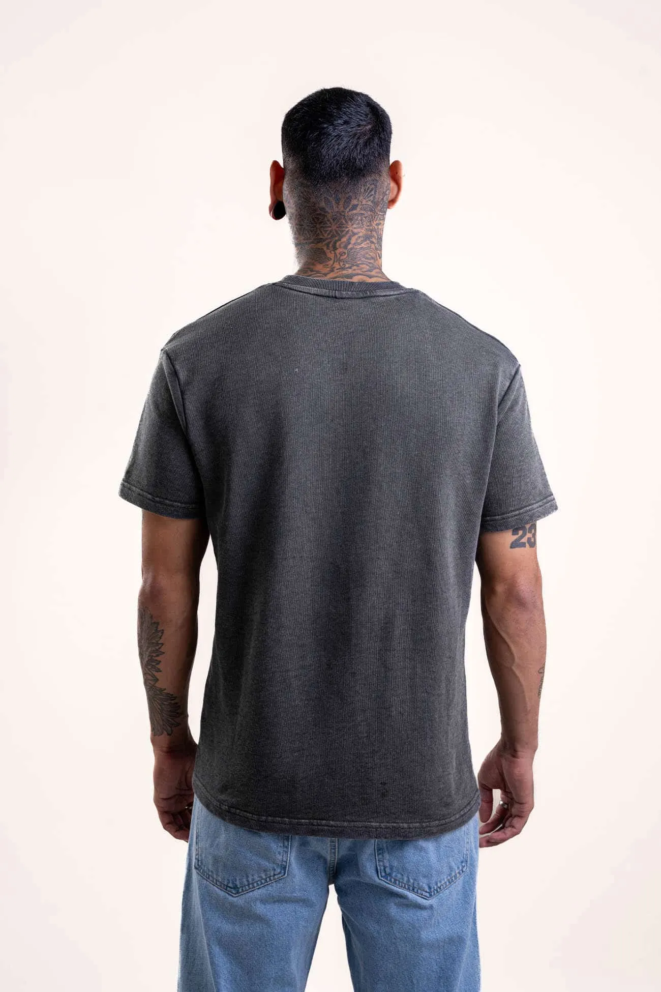 Black Distress Fade Heavy Weight Relaxed Fit T-Shirt