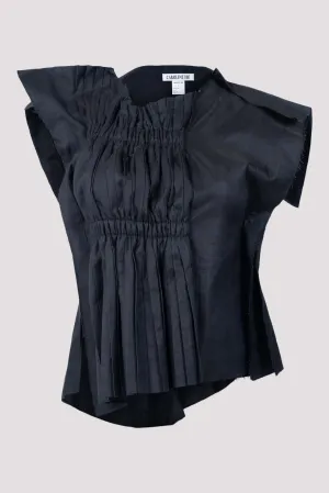 Black Pleated Sleeveless Top