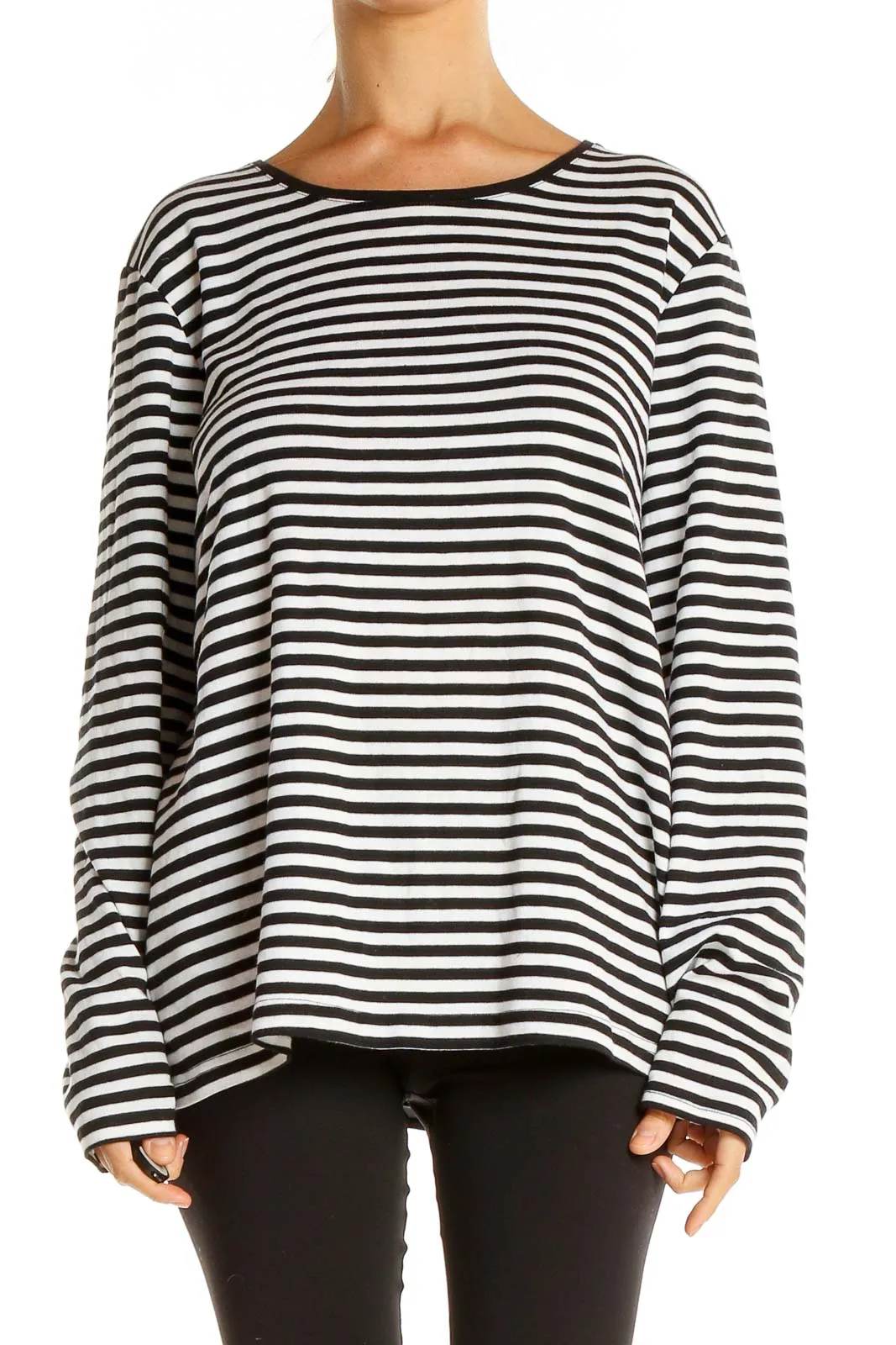 Black White Striped All Day Wear Top