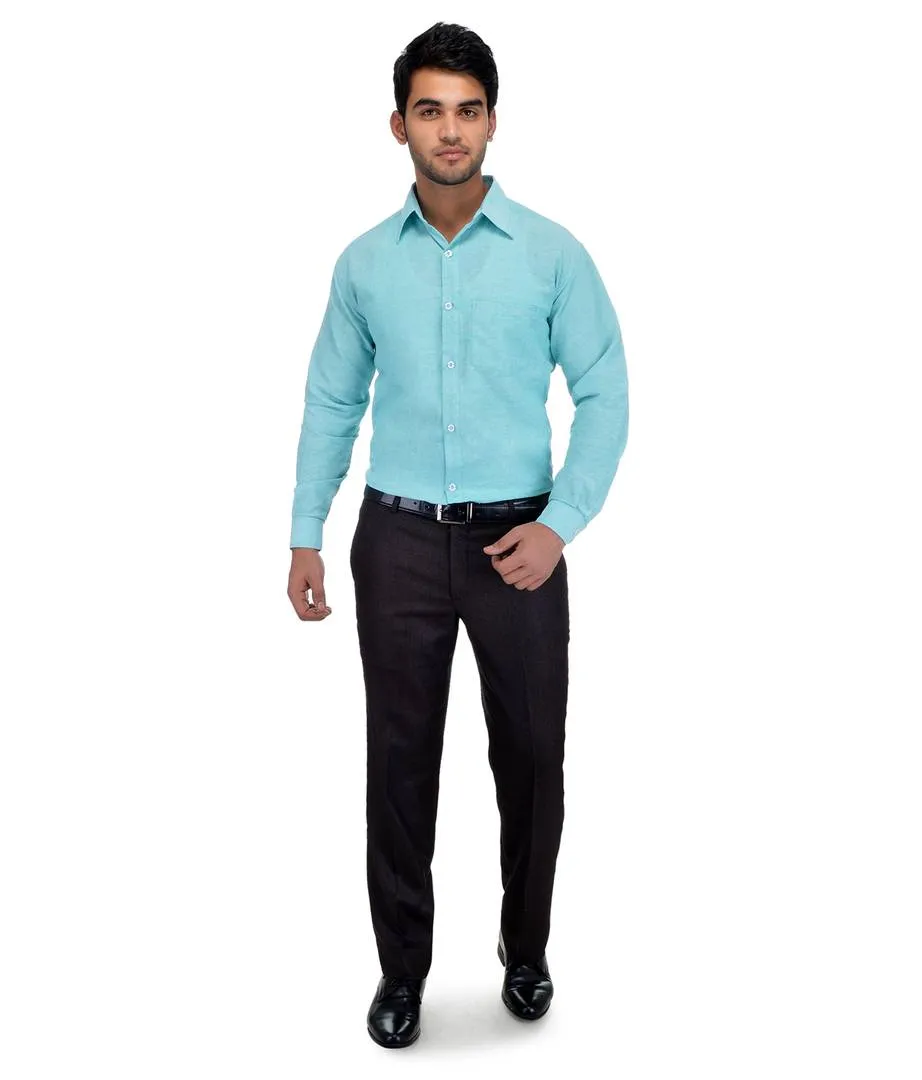 Blue Cotton Regular Fit Formal Shirt