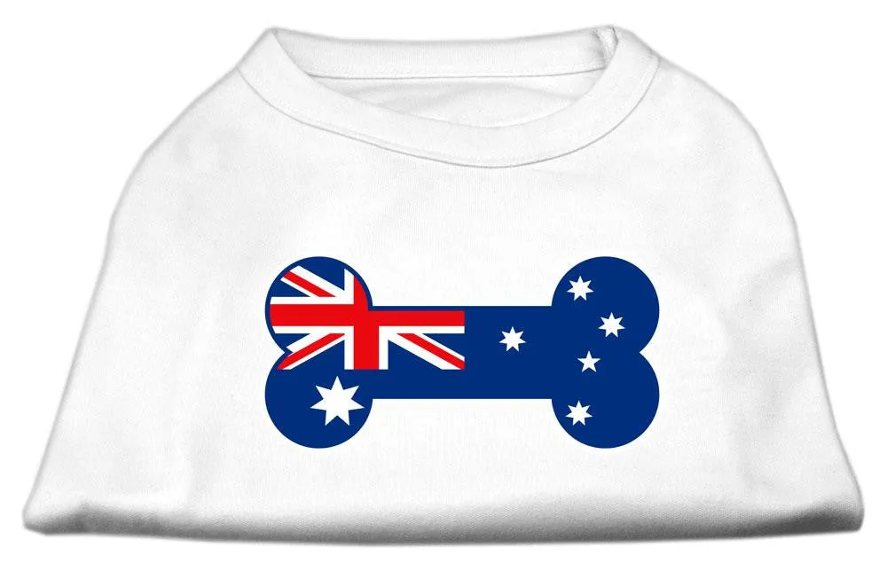 Bone Shaped Australian Flag Screen Print Shirts White XL (16)