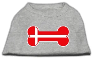 Bone Shaped Denmark Flag Screen Print Shirts Grey L (14)