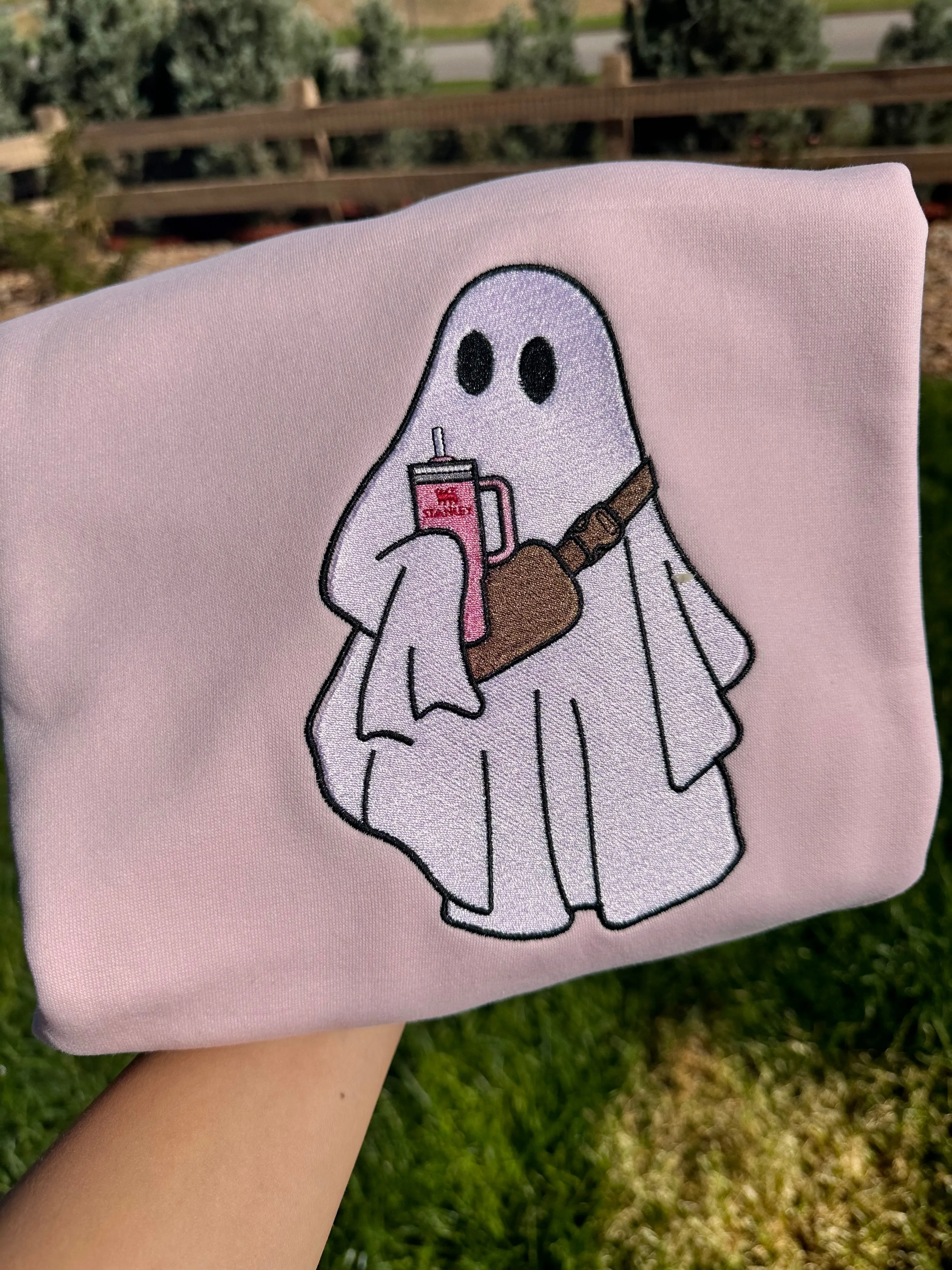 Boo-Jee Ghost Embroidery sweatshirt/Cute Ghost