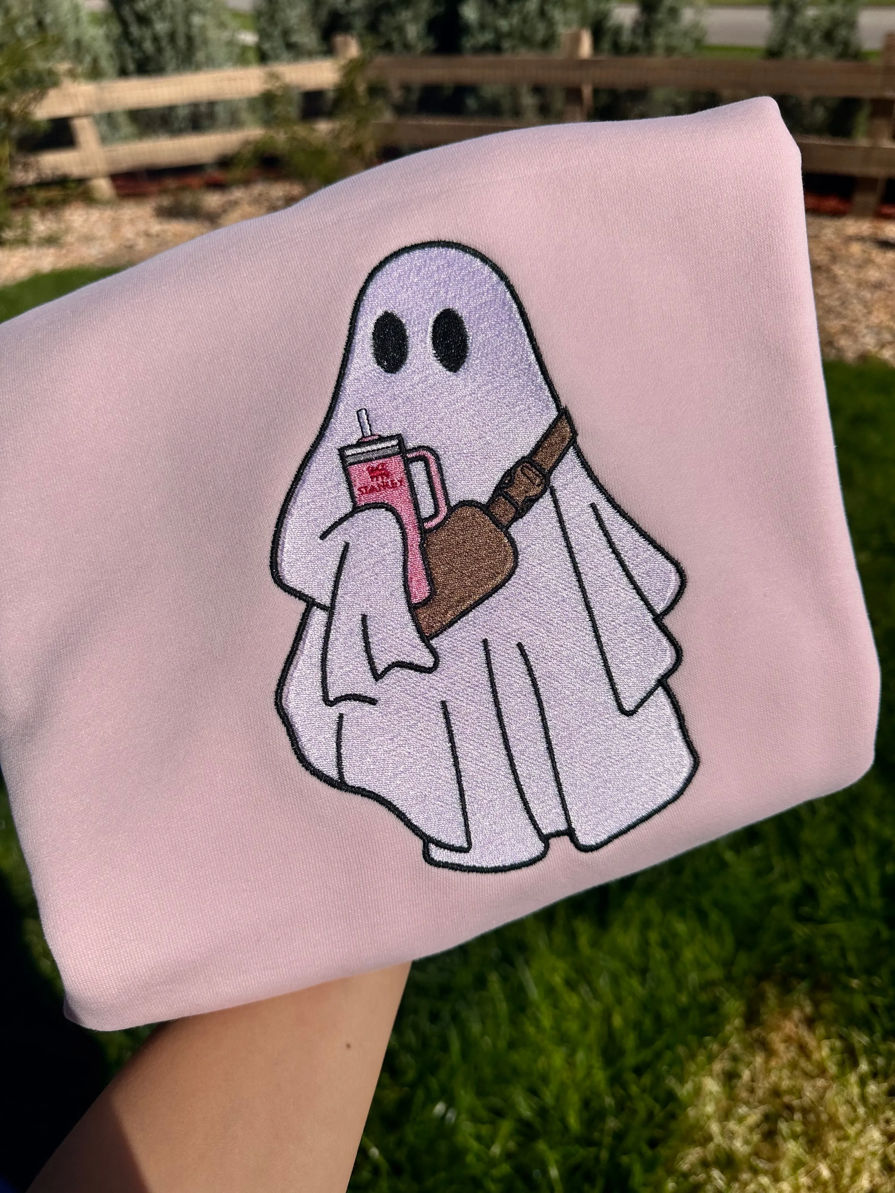 Boo-Jee Ghost Embroidery sweatshirt/Cute Ghost