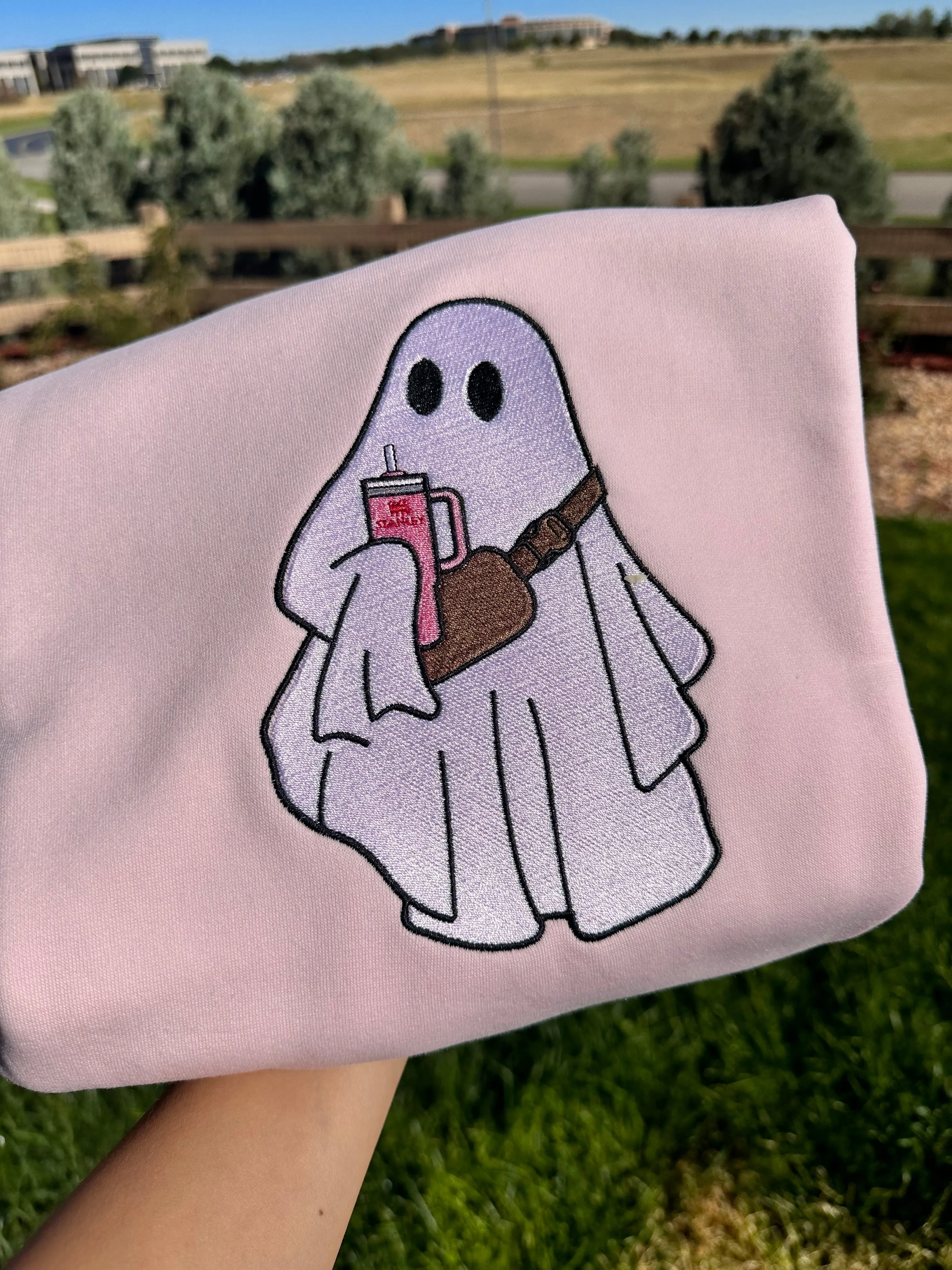 Boo-Jee Ghost Embroidery sweatshirt/Cute Ghost