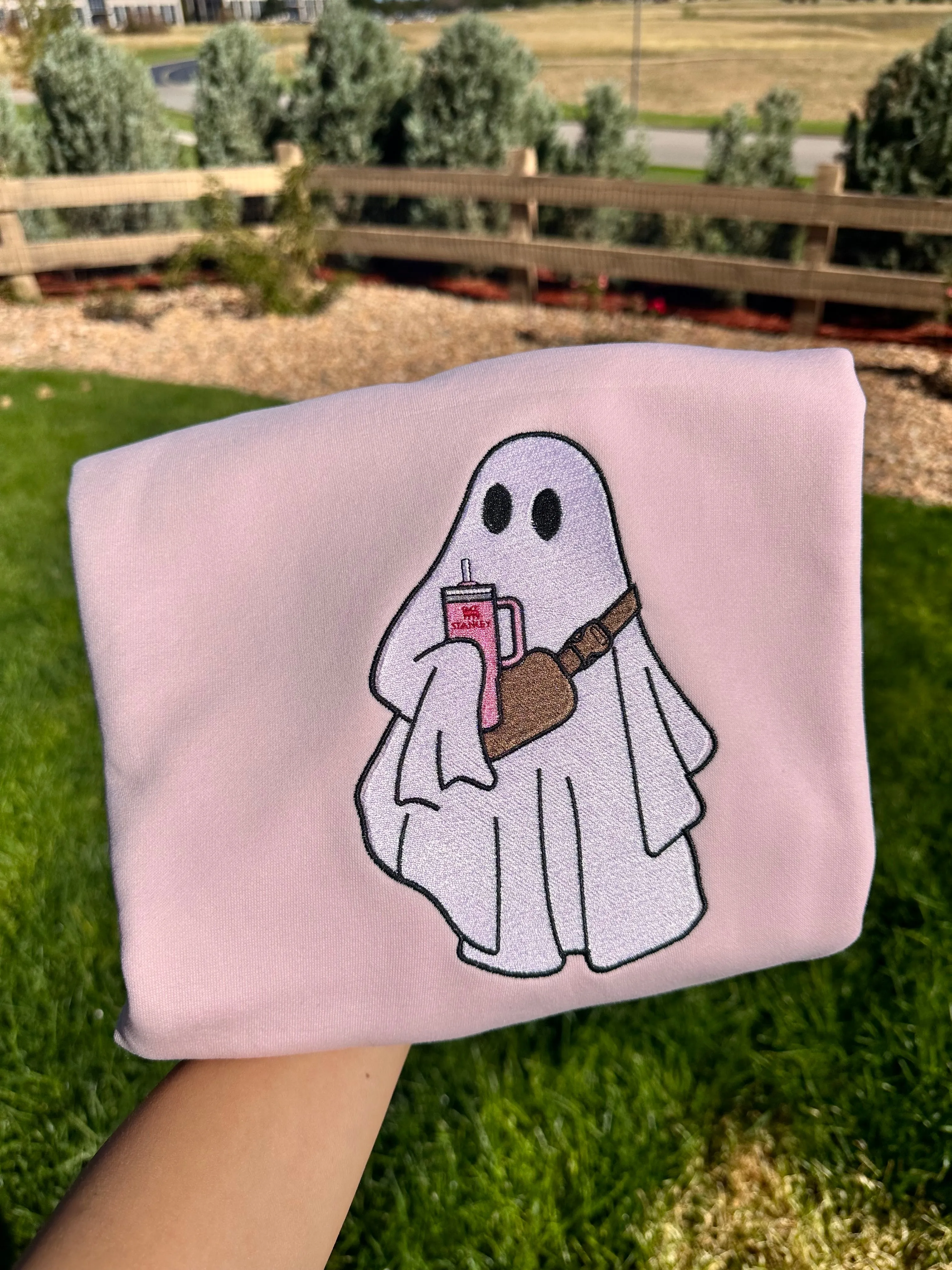 Boo-Jee Ghost Embroidery sweatshirt/Cute Ghost