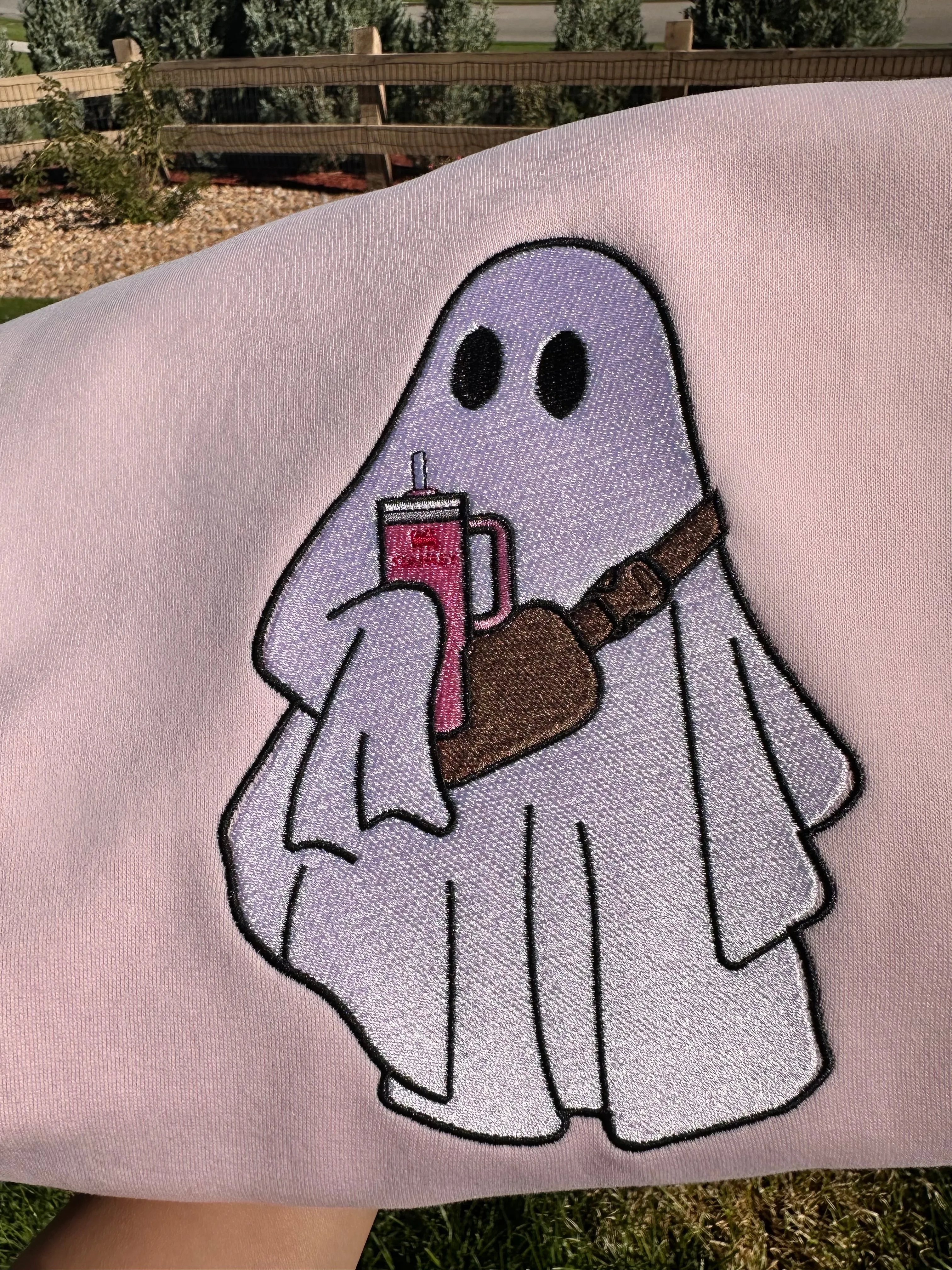 Boo-Jee Ghost Embroidery sweatshirt/Cute Ghost