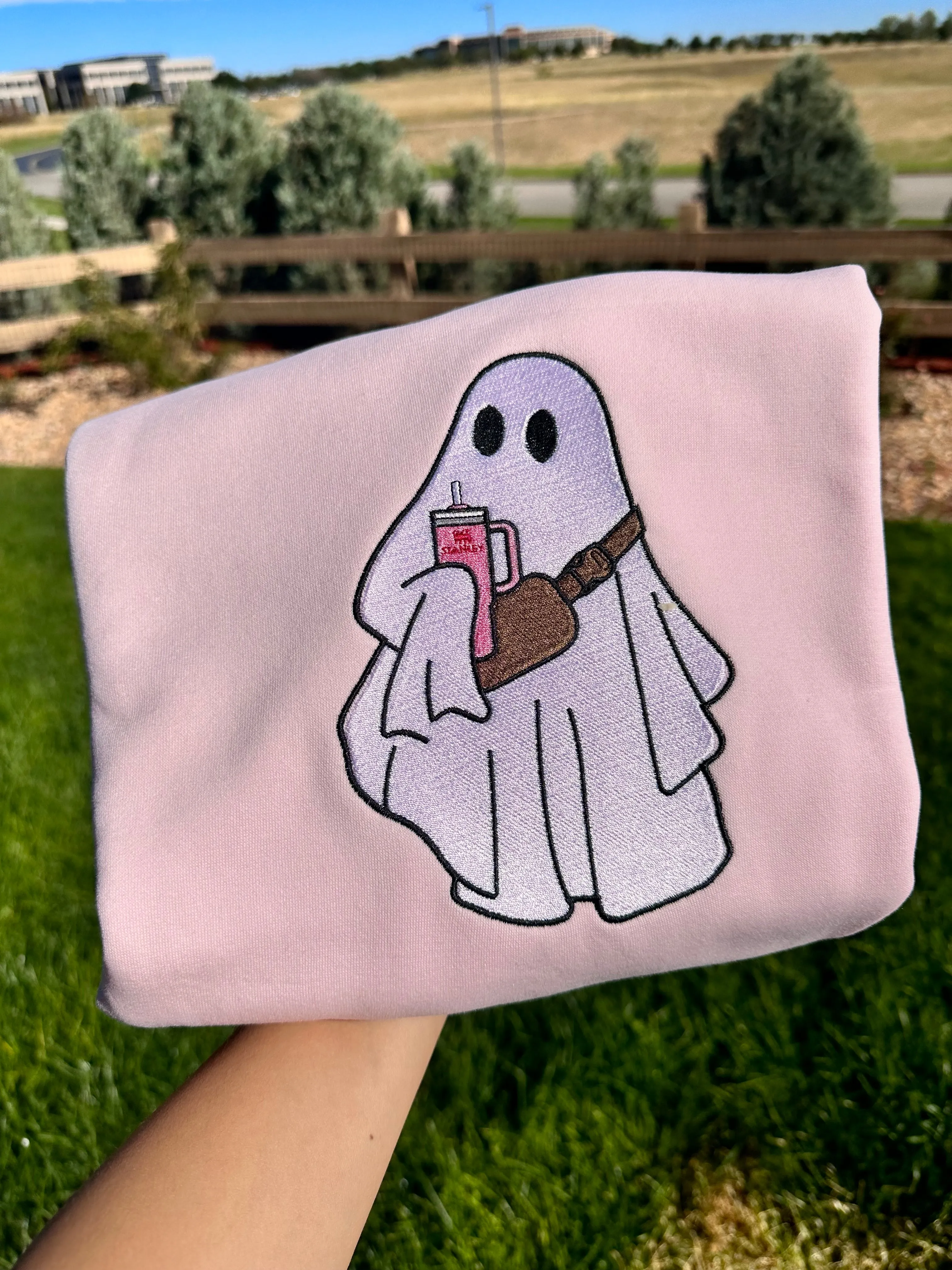 Boo-Jee Ghost Embroidery sweatshirt/Cute Ghost