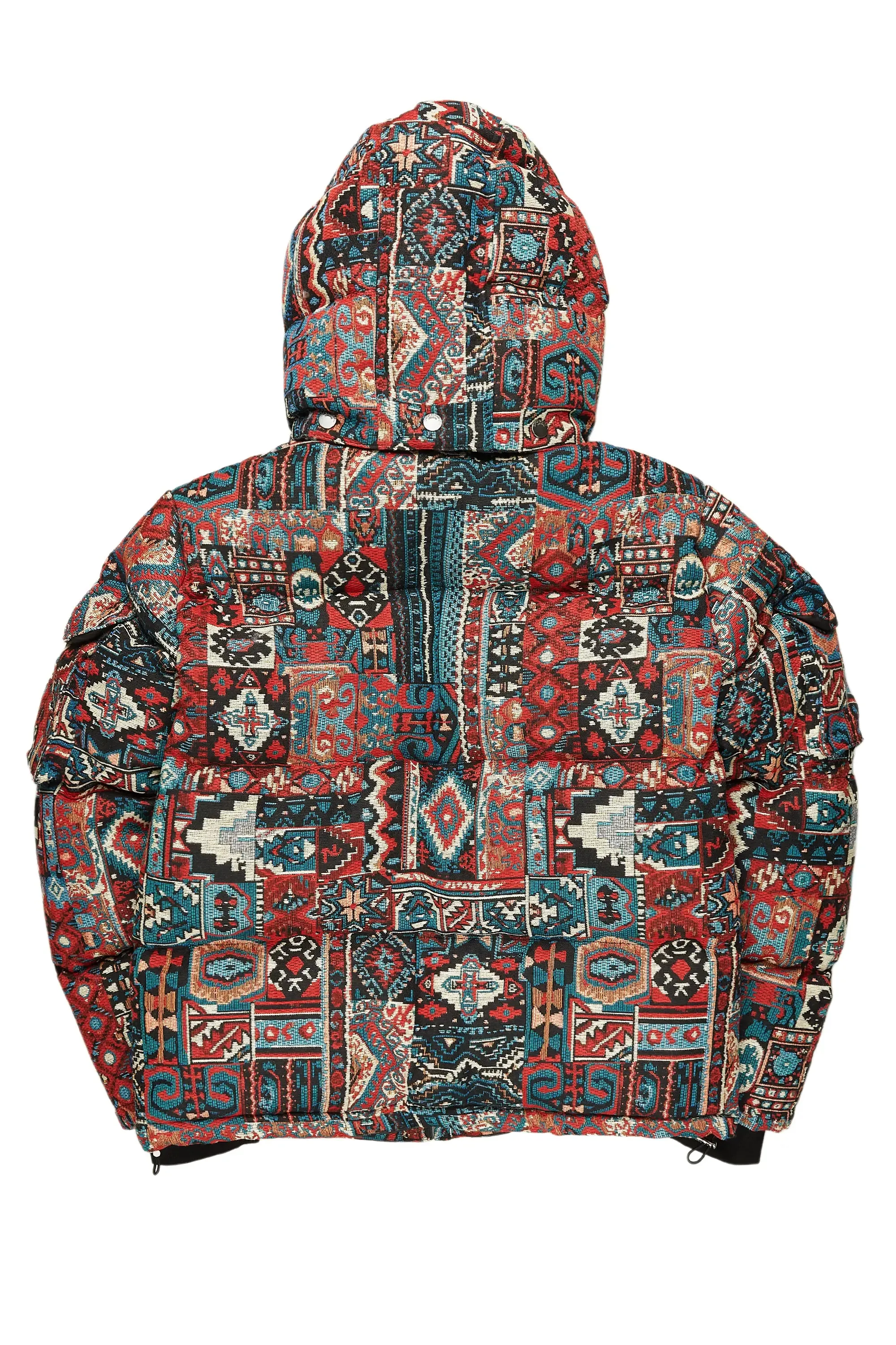 Boys Nard Red Multi Tapestry Puffer Jacket