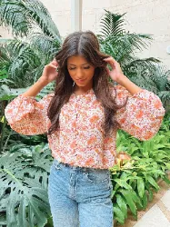 Buttoned to the Nines Cropped Floral Print Top