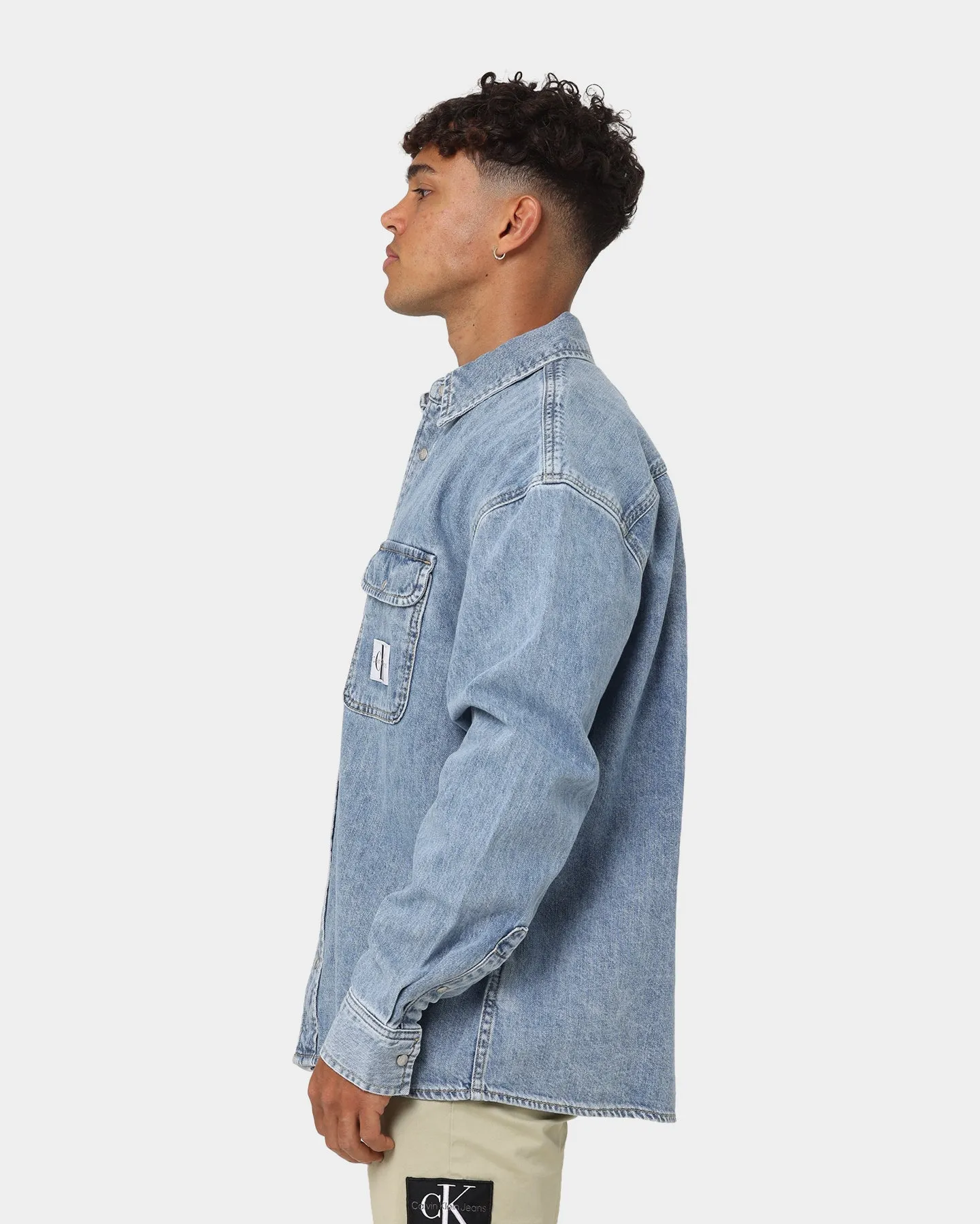 Calvin Klein Oversized Denim Shirt Mid Blue