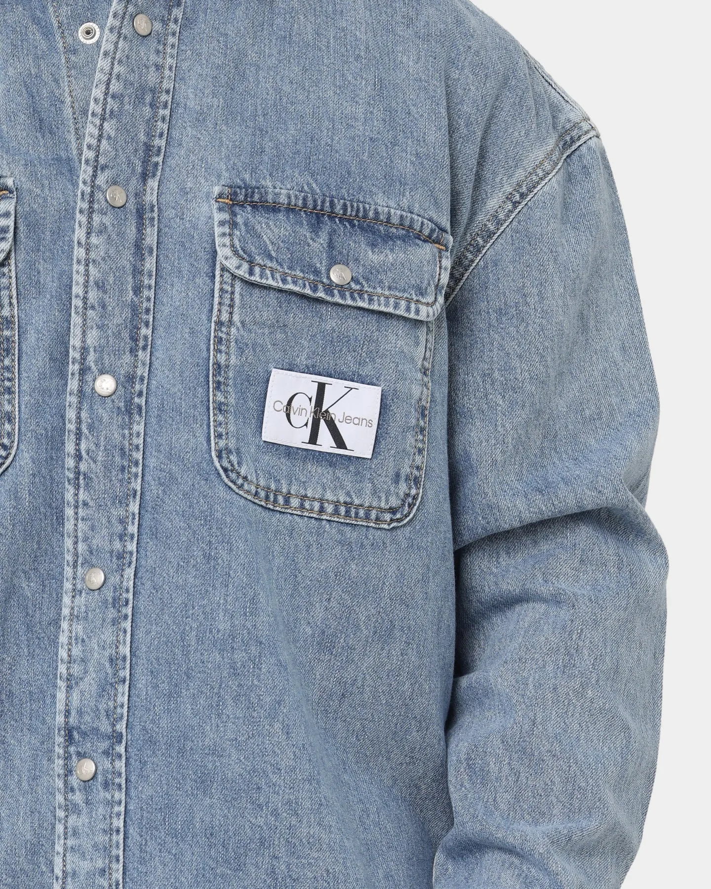 Calvin Klein Oversized Denim Shirt Mid Blue