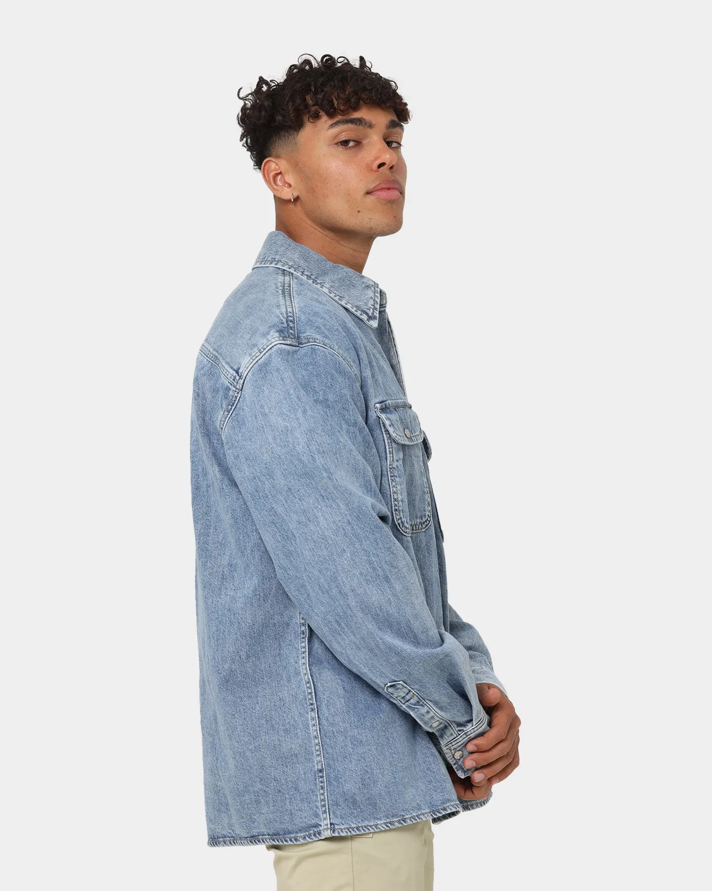 Calvin Klein Oversized Denim Shirt Mid Blue