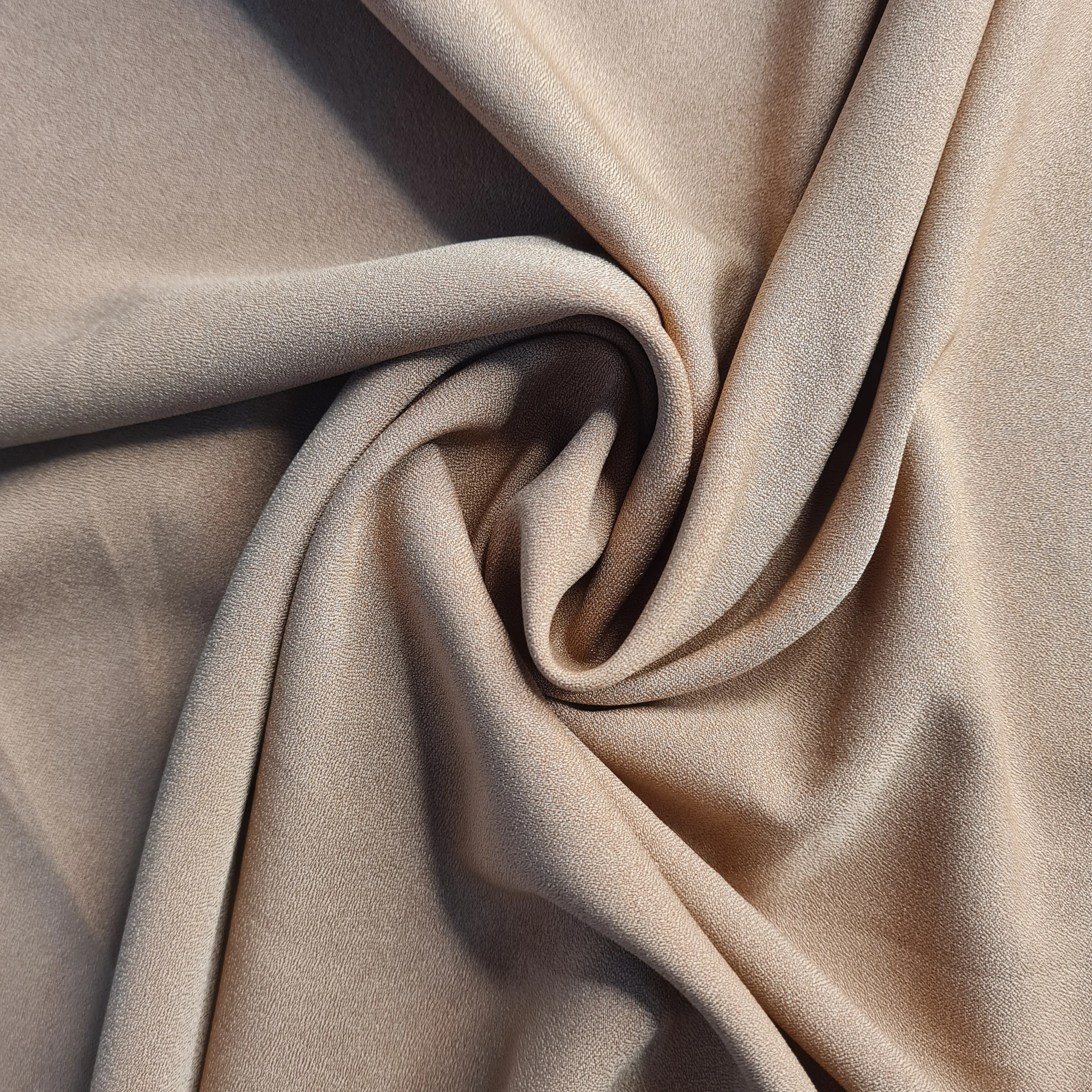 Camel Brown Solid Moss Crepe Fabric 17884