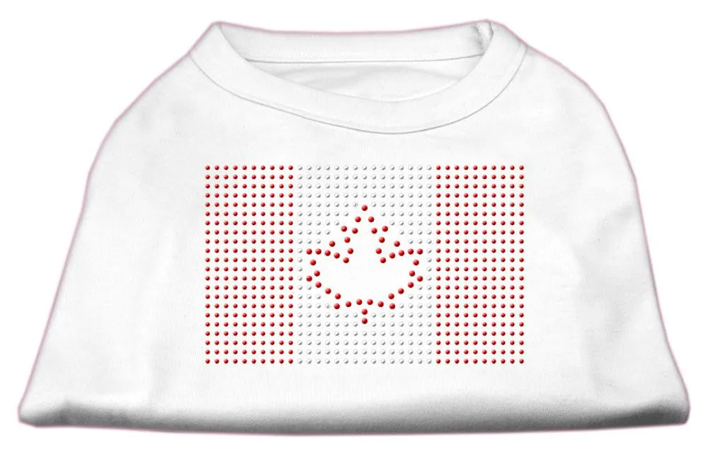 Canadian Flag Rhinestone Shirts White L (14)