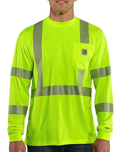 Carhartt 100496 Men's High-Visibility Force Relaxed Fit Lightweight Long-Sleeve Class 3 Pocket T-Shirt