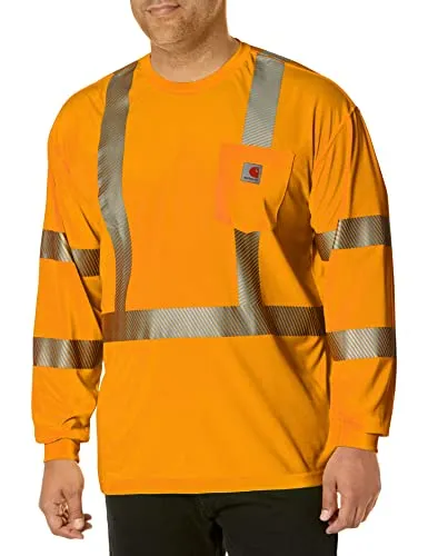 Carhartt 100496 Men's High-Visibility Force Relaxed Fit Lightweight Long-Sleeve Class 3 Pocket T-Shirt