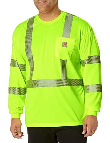 Carhartt 100496 Men's High-Visibility Force Relaxed Fit Lightweight Long-Sleeve Class 3 Pocket T-Shirt