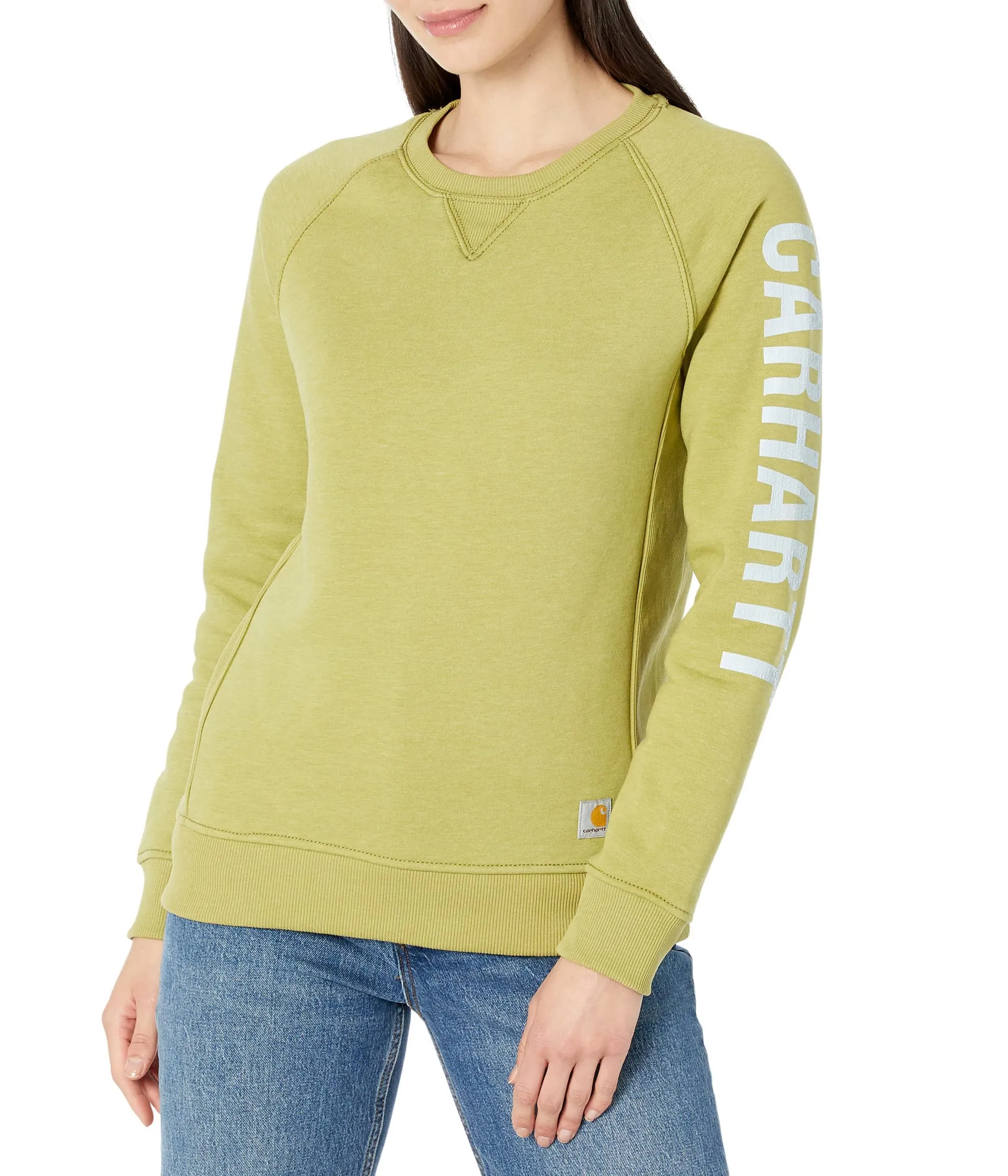 Carhartt 104410 Women's Relaxed Fit Midweight Crewneck Block Logo Sleeve Graphic Sweatshirt