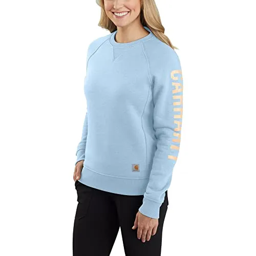 Carhartt 104410 Women's Relaxed Fit Midweight Crewneck Block Logo Sleeve Graphic Sweatshirt