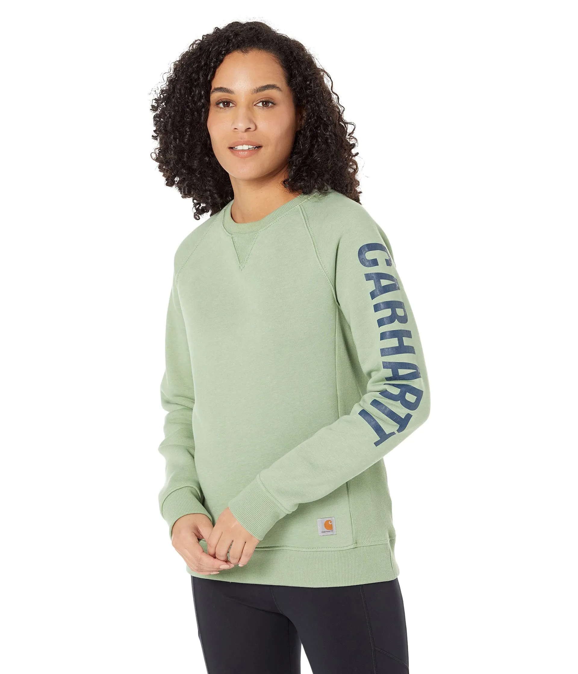 Carhartt 104410 Women's Relaxed Fit Midweight Crewneck Block Logo Sleeve Graphic Sweatshirt