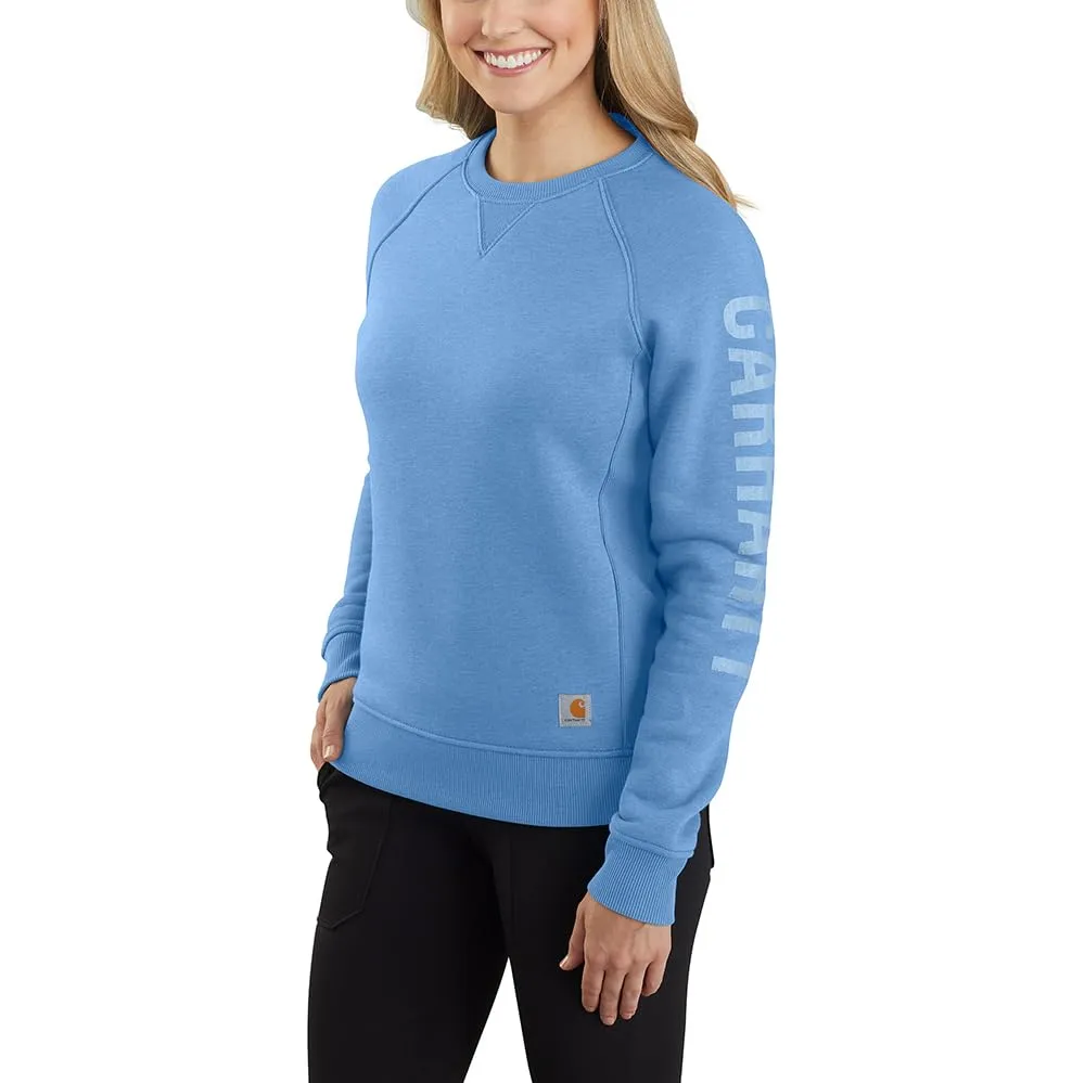 Carhartt 104410 Women's Relaxed Fit Midweight Crewneck Block Logo Sleeve Graphic Sweatshirt