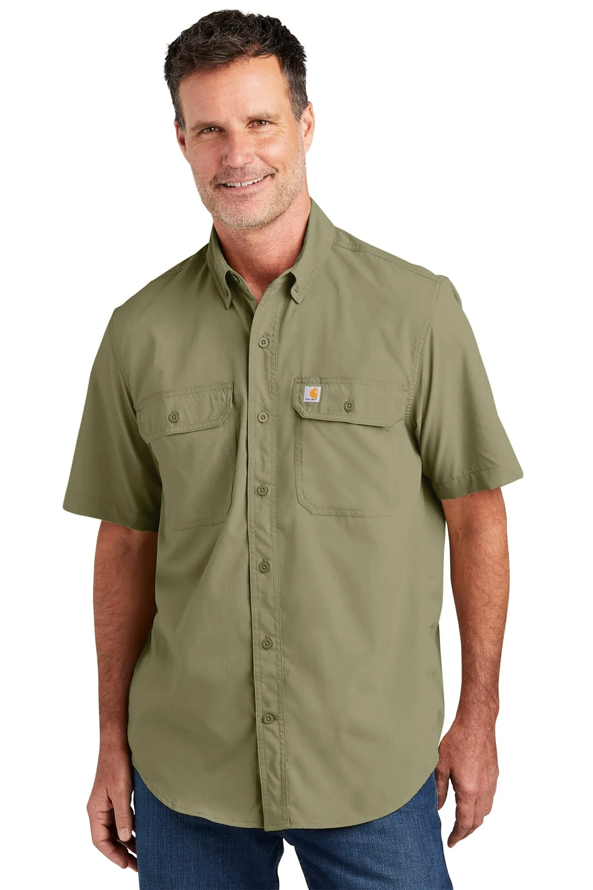 Carhartt Force Solid Custom Shirts, Burnt Olive