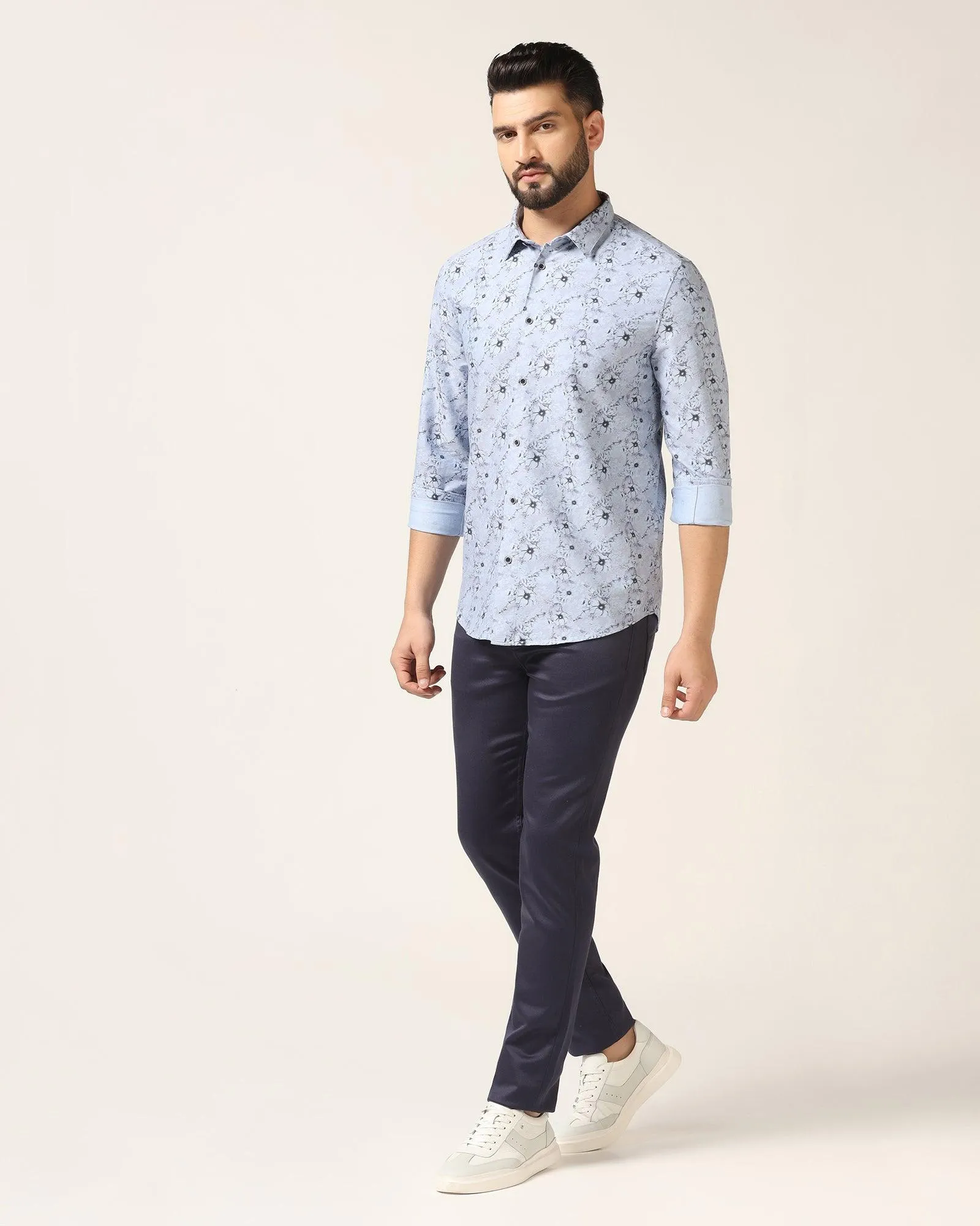 Casual Blue Printed Shirt - Alexis