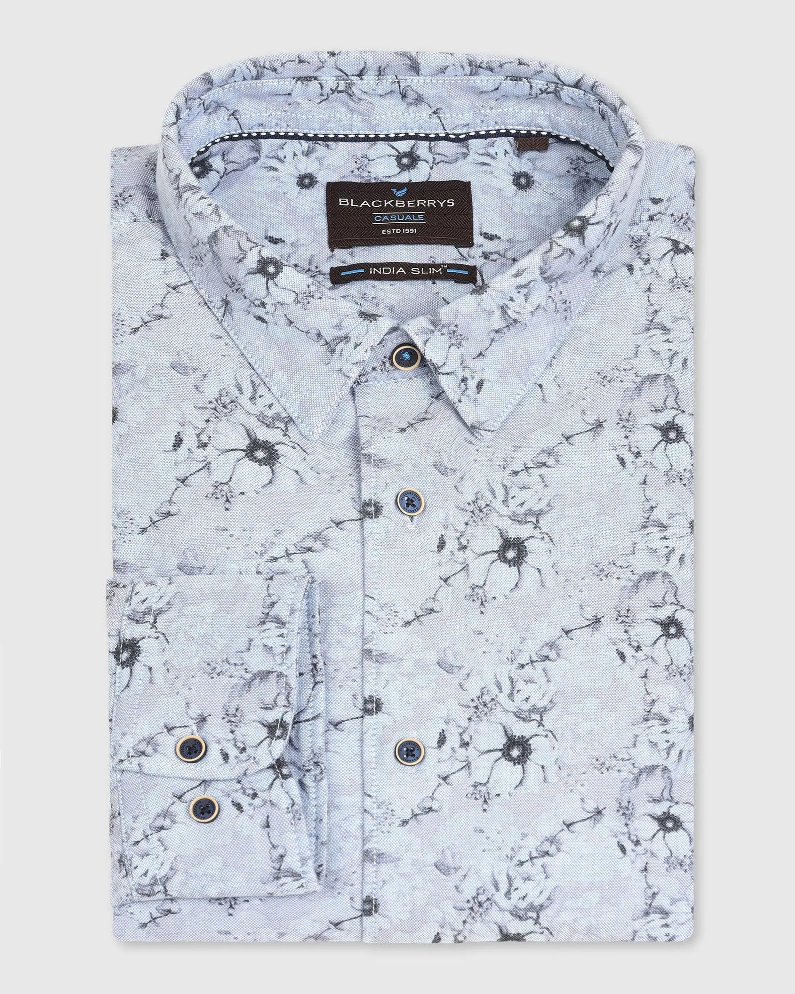 Casual Blue Printed Shirt - Alexis