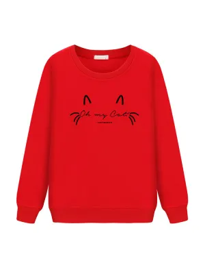 Cat Printed Pullover Casual Sweatshirts