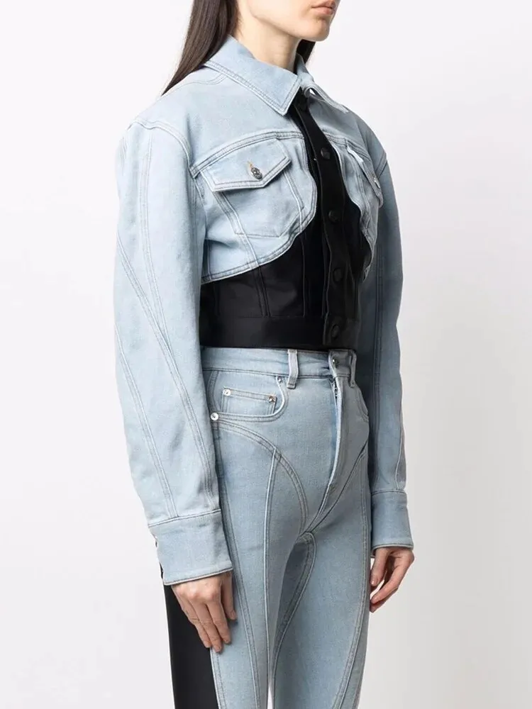 Colorblock Denim Top