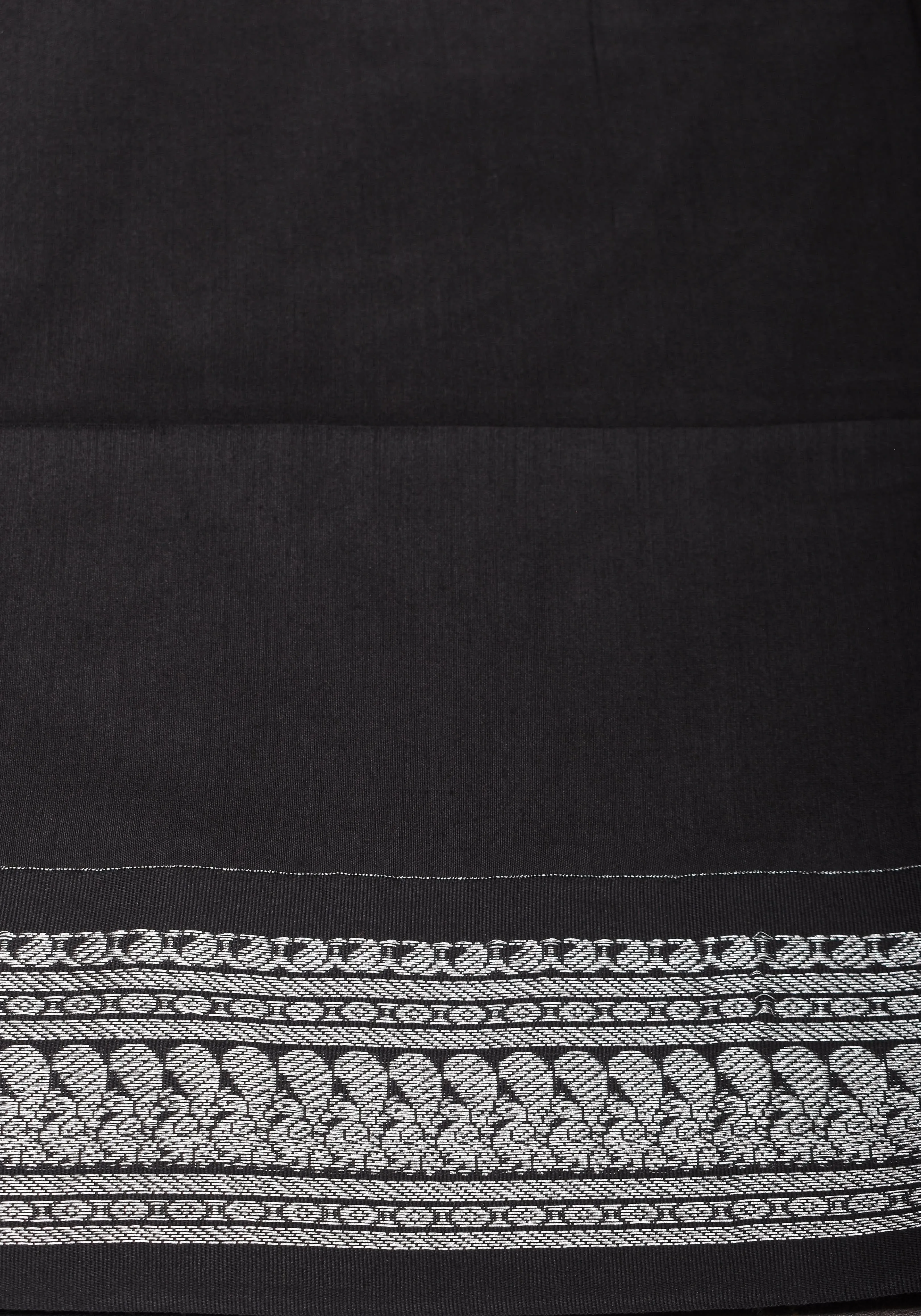 Cotton Silk Saree in Black  with Silver  borders