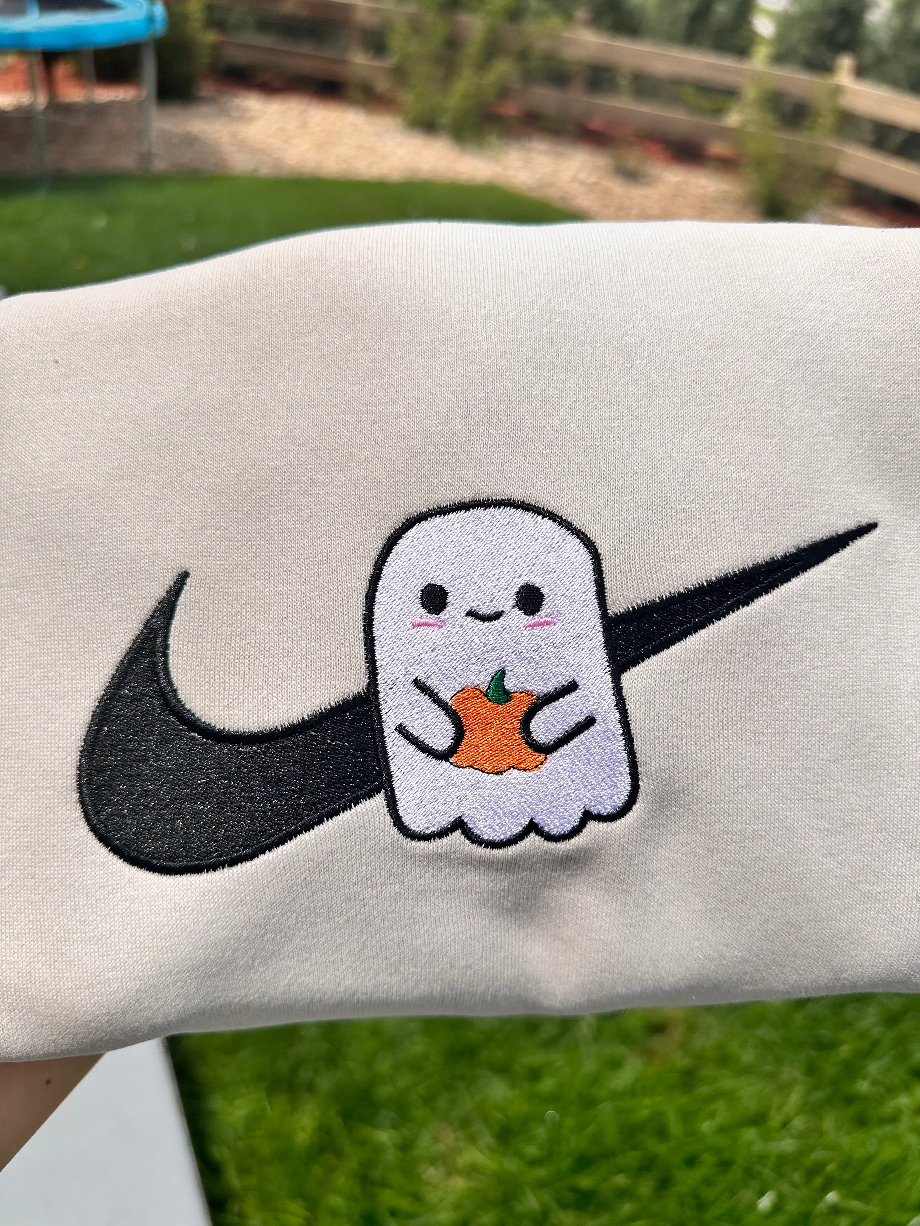 Cute Ghost Pumpkin Halloween Sweatshirts| Embroidered Sweatshirts