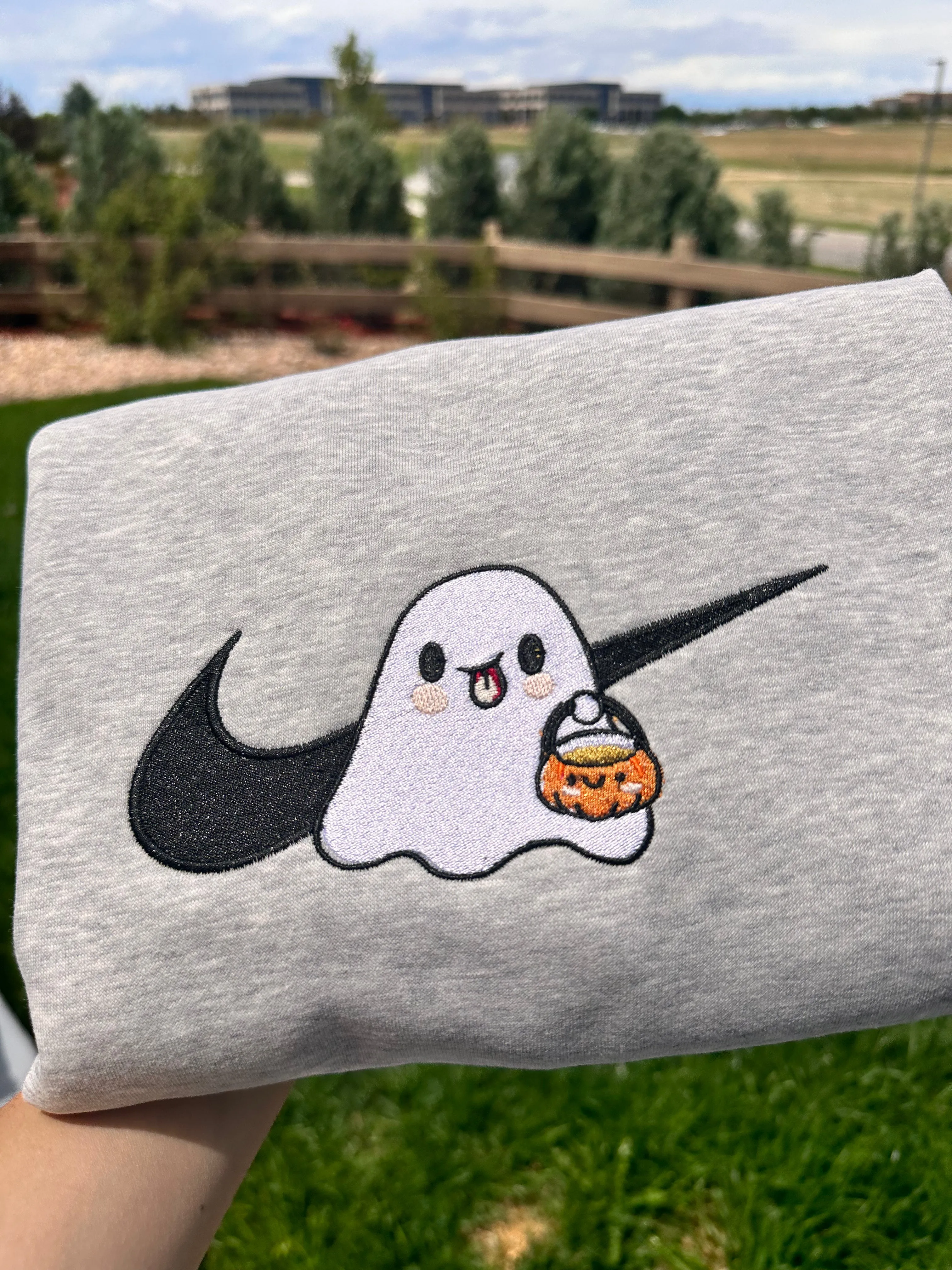 Cute Ghost Trick or Treat Halloween Sweatshirts| Embroidered Sweatshirts