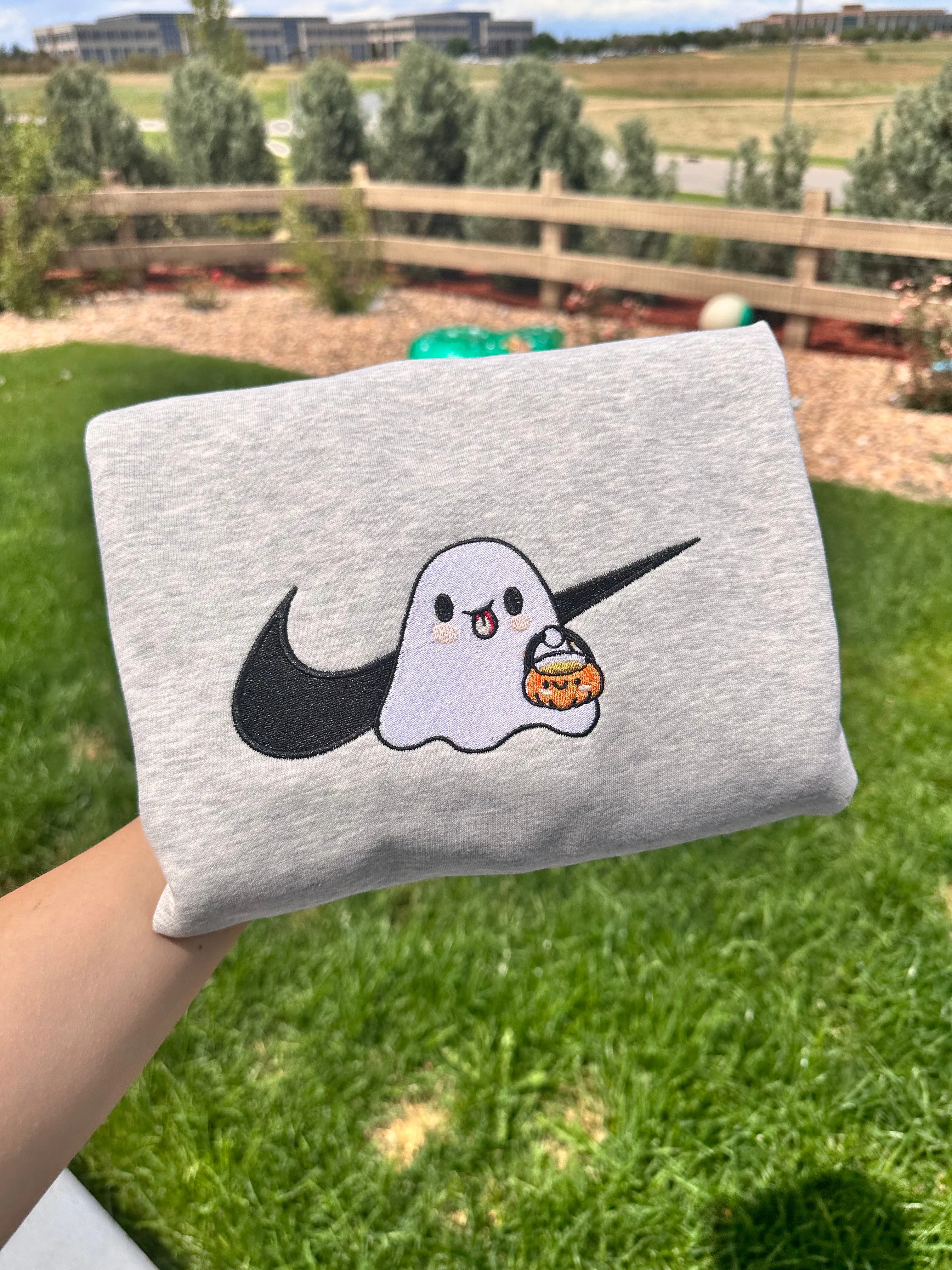 Cute Ghost Trick or Treat Halloween Sweatshirts| Embroidered Sweatshirts