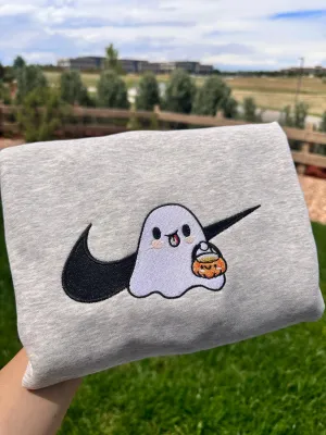 Cute Ghost Trick or Treat Halloween Sweatshirts| Embroidered Sweatshirts